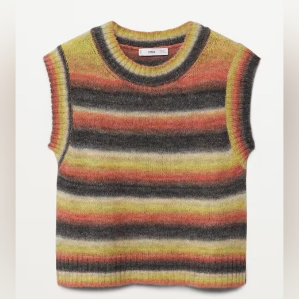 NWT Mango Multi-coloured knitted gilet, size Medium